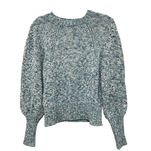 Elie Tahari $245 Navy Puff Sleeve Knit Sweater Medium NWT - Picture 3 of 5